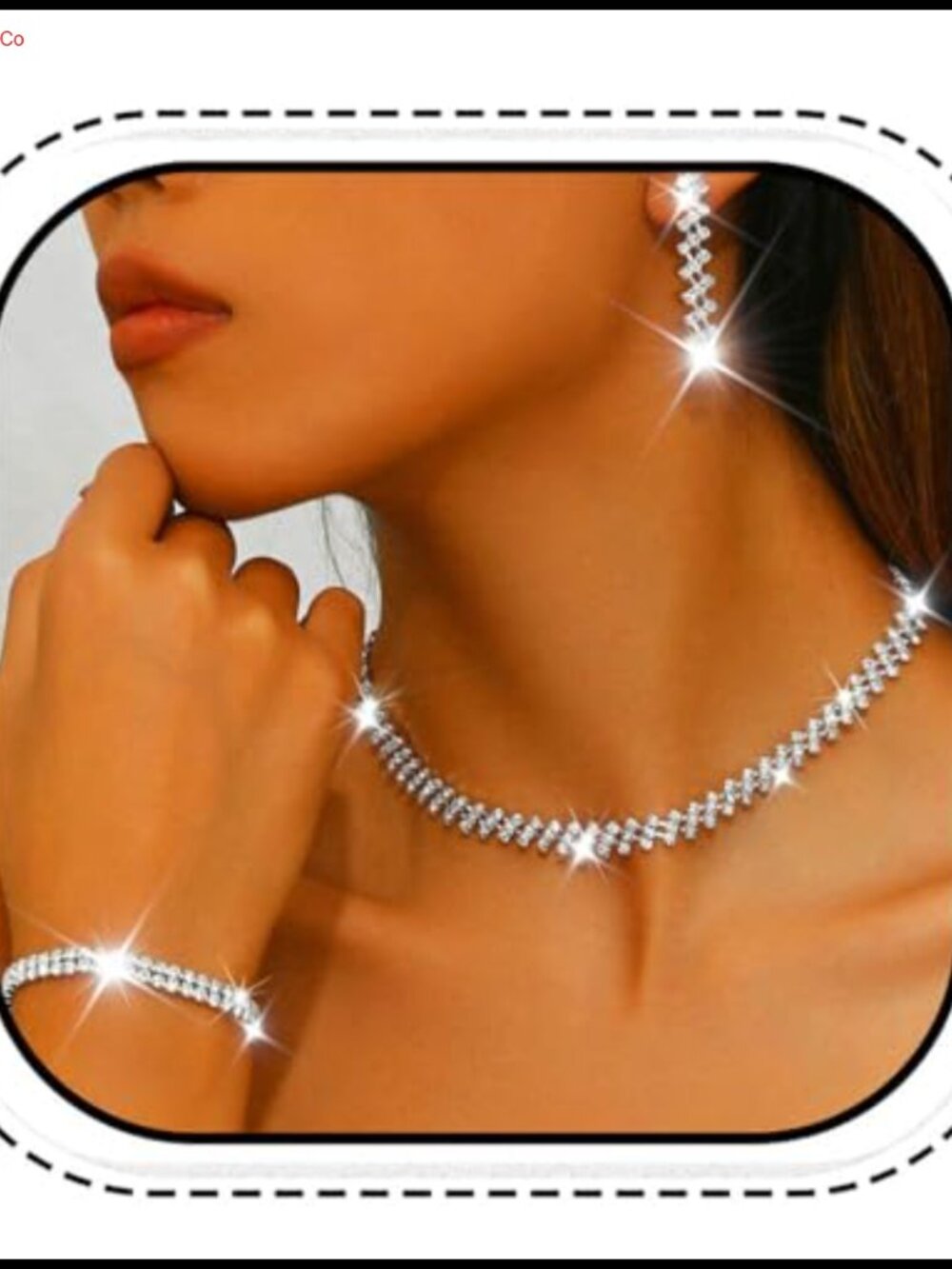 Rhinestone Crystal Necklace Earrings Bracelet Set Bridal Wedding Prom Formal